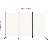 vidaXL Sobna pregrada s 3 panela krem-bijela 260 x 180 cm | shoptok.hr