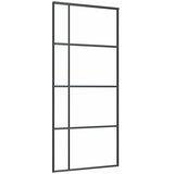  Klizna vrata s priborom crna 90 x 205 cm od ESG stakla | shoptok.hr
