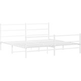 vidaXL Kovinski posteljni okvir z vzglavjem in vznožjem bel 200x200 cm, (21007254) | Shoptok.si