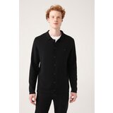 Avva Men's Black Polo Collar Buttoned 100% Cotton Standard Fit Normal Cut Knitwear Cardigan Cene
