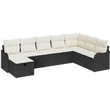 vidaXL Vrtna sedežna garnitura z blazino 8 pcs Črna Poly ratan, (5000144593) | Shoptok.si