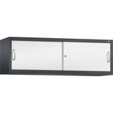 C+P ACURADO zgornja omarica z drsnimi vrati, VxŠxG 500 x 1600 x 400 mm, črno sive / prometno bele barve | Shoptok.si