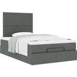 vidaXL Otomanski posteljni okvir z vzmetnico siv 120x200 cm blago | Shoptok.si