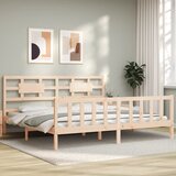 vidaXL Posteljni okvir z vzglavjem 200x200 cm trden les | Shoptok.si