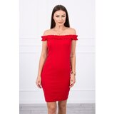 Kesi Shoulder dress with ruffles red cene