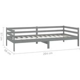 vidaXL Dnevni ležaj od masivne borovine sivi 90 x 200 cm | shoptok.hr