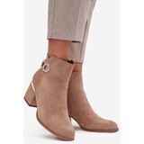 Boto Insulated Women's Ankle Boots with Gold Details on Heel Beige Dorisse | shoptok.hr