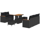 vidaXL Vrtna sedežna garnitura 8 pcs Črna poli ratan, (5000145348) | Shoptok.si