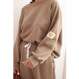 Kesi Włoski Women's set with a loose sweatshirt and pants with the inscription LOVE camel | shoptok.hr