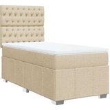 vidaXL Okvir kreveta s oprugama i madrac krem 80x200 cm od tkanine | shoptok.hr