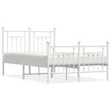 vidaXL Kovinski posteljni okvir z vzglavjem in vznožjem bel 120x200 cm | Shoptok.si