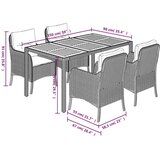  5-dijelni vrtni blagovaonski set s jastucima od poliratana crni Crna 150 cm table length | shoptok.hr