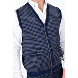 Dewberry 37376 Houndstooth Patterned Mens Knit Vest-NAVY | shoptok.hr