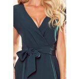Numoco 348-2 SCARLETT - flared dress with an envelope neckline - BOTTLE GREEN | ePonuda.com