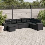 vidaXL 8-dijelni set vrtnih sofa od poliratana s jastucima crni | shoptok.hr