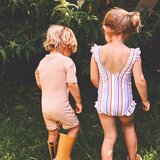 Liewood dječji kombinezon za kupanje s rukavima max seersucker mustard white | shoptok.hr