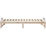 vidaXL Krevetni okvir z ročaji Rjava 100 x 210 cm Trdna borovina | Shoptok.si