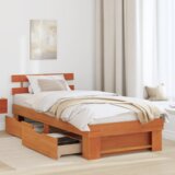  Krevetna konstrukcija s ladicama s uzglavljem s pohranom Voštano smeđa 100 x 200 cm | shoptok.hr
