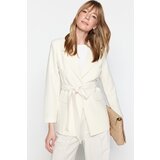 Trendyol Cream Waist Tie Closure Woven Jacket Cene