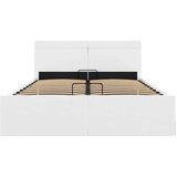  Hidraulični okvir za krevet umjetna koža LED bijeli 140x200 cm | shoptok.hr