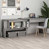  Kutni radni stol boja betona 200x50x76 cm od konstruiranog drva | shoptok.hr