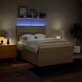  Krevet s oprugama i madracem krem 140 x 190 cm od tkanine | shoptok.hr