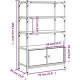  Regal za knjige 3 razine siva boja hrasta 70x30x109 5 cm drveni | shoptok.hr