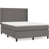 vidaXL Box spring postelja z vzmetnico siv 140x190 cm umetno | Shoptok.si