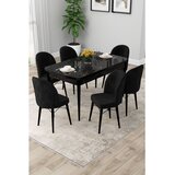 Hanah home trpezarijski set Rut, sto na razvlačenje i 6 stolica, ploča u dekoru crnog mermera, crna tkanina Babyface | Eponuda.com