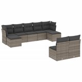 Maison Chic Seti vrtnega pohištva - Vrtna garnitura - Vrtni pohištvo set 9-delna z blazinami siv poli ratan, (21796128) | Shoptok.si