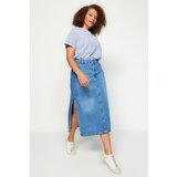 Trendyol Curve Blue Slit Denim Skirt Cene