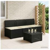 vidaXL Dvosjedni vrtni sofa s jastucima u ratan izgledu 3-sjedalo PP - Antracit 3 x sredina s kremastim jastučićem | shoptok.hr