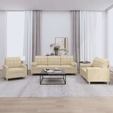  3-dijelni set sofa s jastucima krem od mikrovlakana Cijene