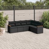 Maison Chic Seti vrtnega pohištva - Vrtna garnitura - Vrtni pohištvo set 6-delna z blazinami črna poli ratan, (21807749) | Shoptok.si