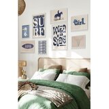 Wallxpert set od 8 uramljenih slika Çgs-009, plavi kaubojski i surf motivi – wild side, cowgirl, aloha i lobanja bika, beli ram | Eponuda.com