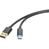USB kabel USB 2.0 USB-A vtič\, USB-C® vtič 1.50 m črna primeren za obojestranski priključek RF-4758090, (20416427)