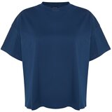 Trendyol Curve Plus Size T-Shirt - Navy blue - Oversize Cene