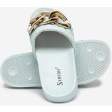 Resti Blue women's quilted slippers with a gold chain Eteris - Footwear | Shoptok.si