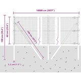 vidaXL varjena žična ograja z 13 stebri siva 0,6x100 m jeklo | Shoptok.si