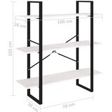 Ormarić za knjige s 3 razine bijeli 100x30x105 cm od borovine | shoptok.hr