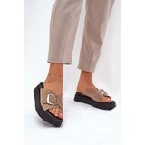 Zazoo Ladies Suede Slippers With Buckle On Platform Beige 3019 | Shoptok.si