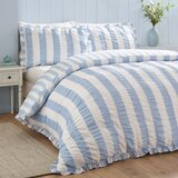 Catherine Lansfield Plava posteljina za bračni krevet 220x230 cm Seersucker Frill Stripe – | shoptok.hr
