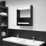 Maison Chic LED Kopalniška omarica - Kopalniški kabinet z ogledalom sijoče črna 50x14x60 cm, (21794833) | Shoptok.si