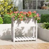 Maison Chic Visoka greda - Greda - Cvetlični Lonec s polico bela 82,5x34,5x81 cm trdna borovina, (21788986) | Shoptok.si