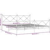 Metalni okvir kreveta uzglavlje i podnožje bijeli 200x200 cm | shoptok.hr