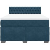  s oprugama i madracem plavi 140x190 cm baršunasti | shoptok.hr