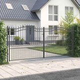 vidaXL Kapija s vrhom u obliku koplja Siva 404 x 175 cm Čelik | shoptok.hr