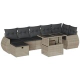 vidaXL Vrtna sedežna garnitura 8-delna z blazinami sv. siv poli ratan, (21324075) | Shoptok.si