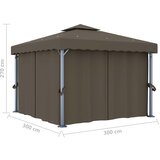 Sjenica sa zastorima i LED svjetlosnim trakama 3x3 m smeđe-siva | shoptok.hr