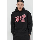 Tommy Jeans Bluza moška, črna barva, s kapuco | Shoptok.si